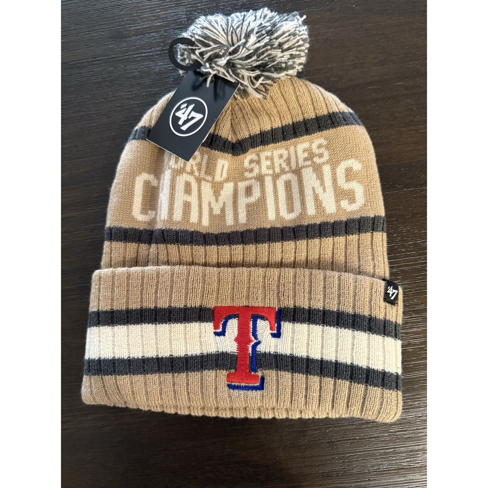 Texas Rangers '47 2023 World Series Champions Cuffed Knit Hat with Pom - Khaki